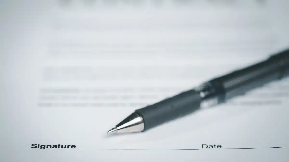 Detaliu cu pixul pe un contract de colaborare înainte de semnare